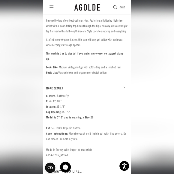 Agolde 90s high rise pinch waist Navigate 28 NWT - Picture 9 of 9